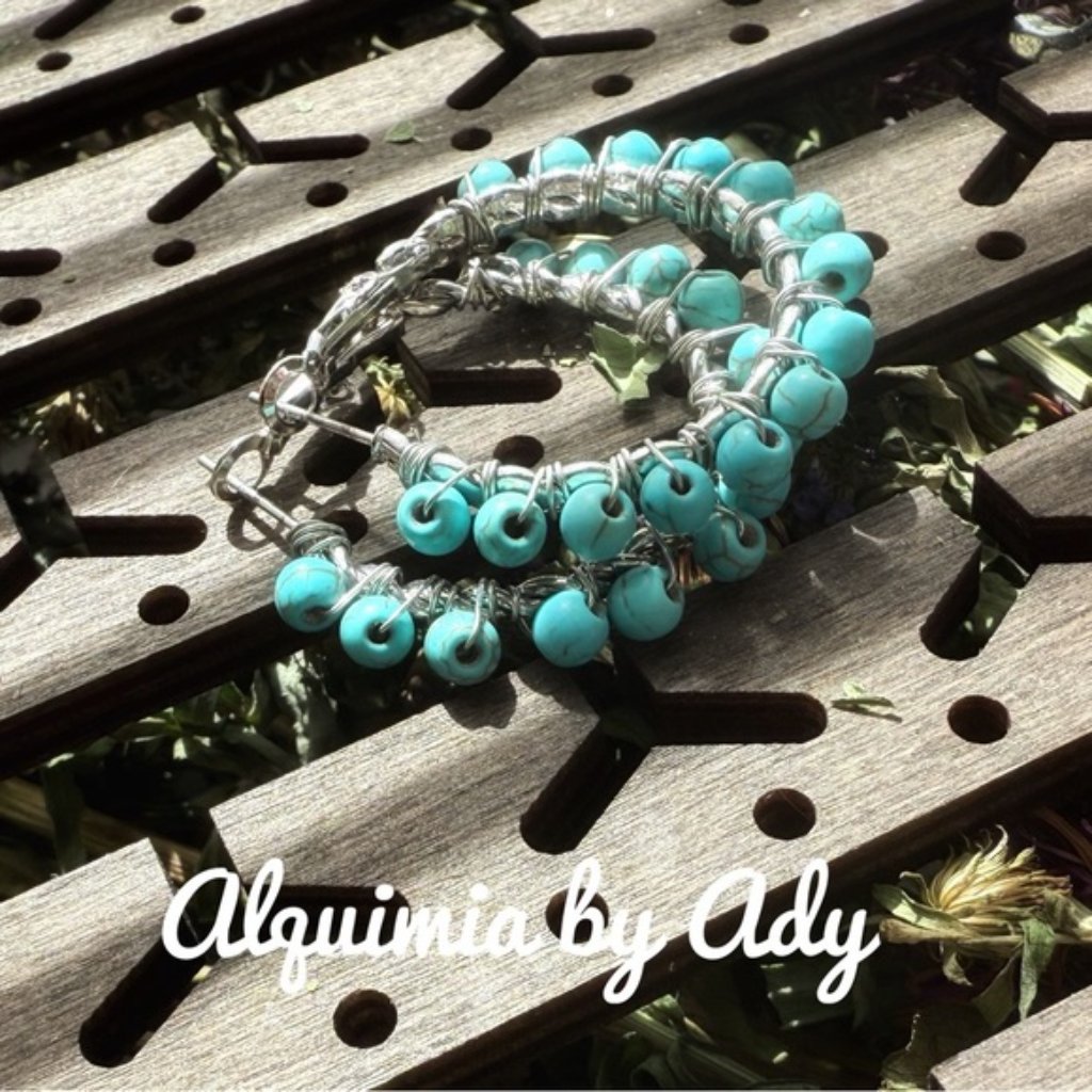 Turquoise And Silver EarringsProtection And Peace Crystal Hoops 46$